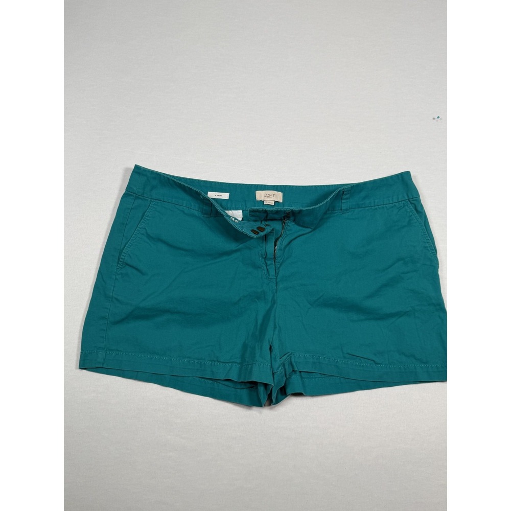 LOFT Outlet Shorts Womens 16 Green Chino 4 Inseam Twill Casual Flat Front Summer
